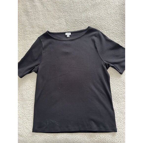J. Crew Essential Boat Neck Elbow Sleeve T-Shirt Top Black Size XL CG014 - Picture 5 of 10